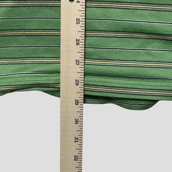 Brooks Brothers Prosport Mens Polo Shirt XL Green‎ Yellow Striped Golf Collared - Picture 6 of 9